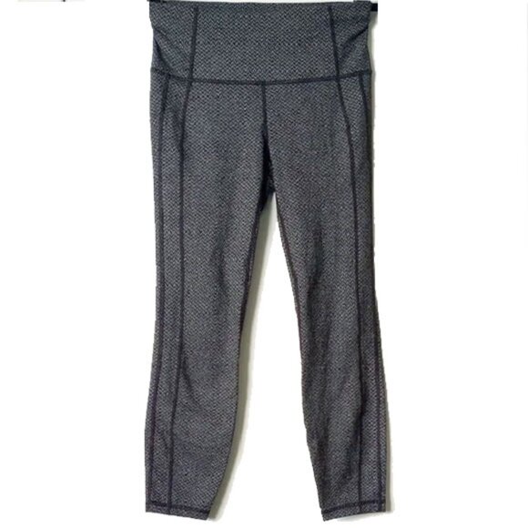 Athleta High Waist Criss Cross Power Up 7/8 Leggings S Black Gray White - Picture 2 of 11